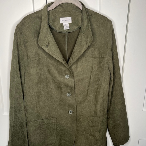 Jaclyn Smith Green Suede Lightweight Jacket women’s size 14 - Picture 1 of 6